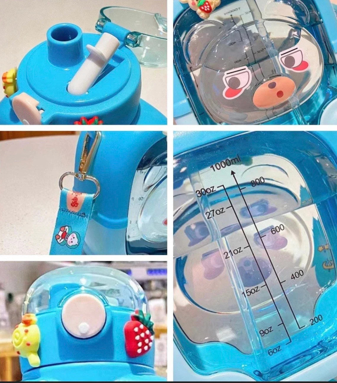 Cute Bear Water Bottle for Kids 1000ml