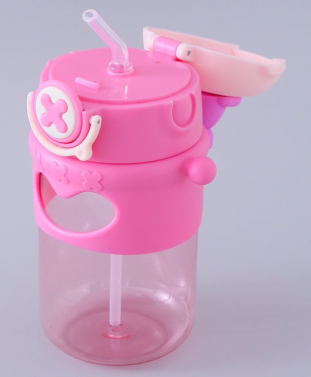 Cute Cartoon Bear on Top Water Bottle with Sipper BPA Free Bottle