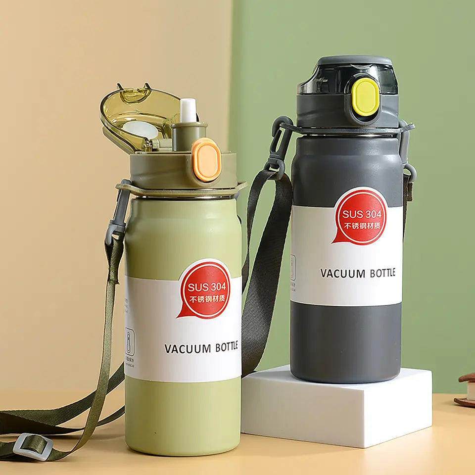 Water Bottle for Children Stainless Steel Straw Thermos Bottle 800ml