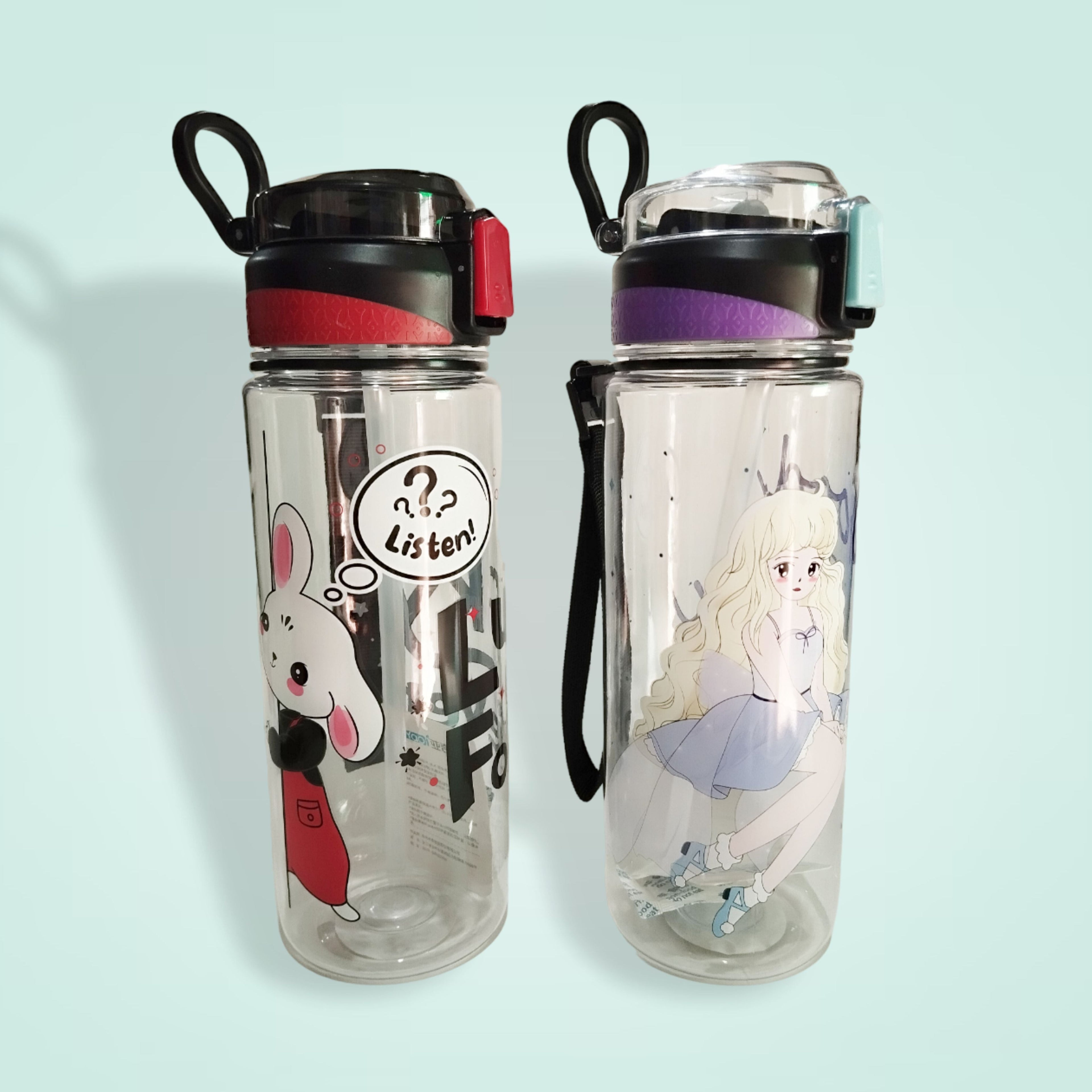 Plastic Kettle with Cartoon Design Sports Water Bottle 800ml