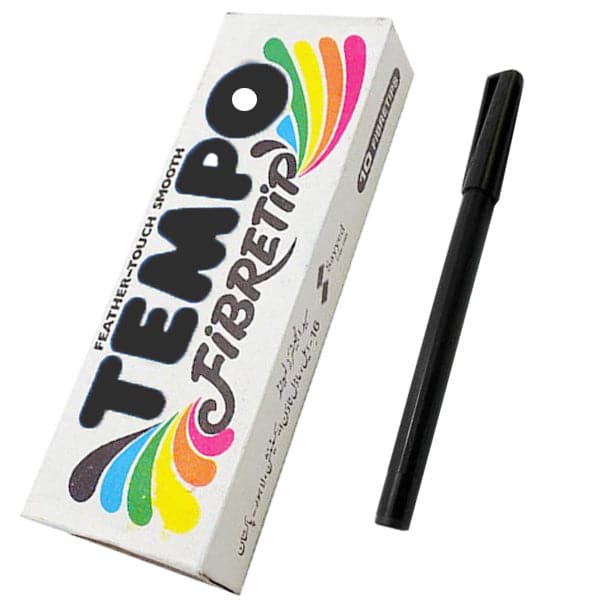 Tempo Fiber Tip Marker Black 10pcs