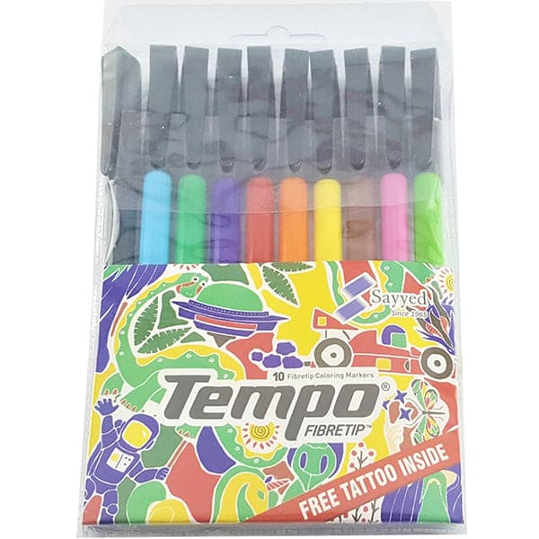Tempo Fiber Tip Marker set 10 Colour